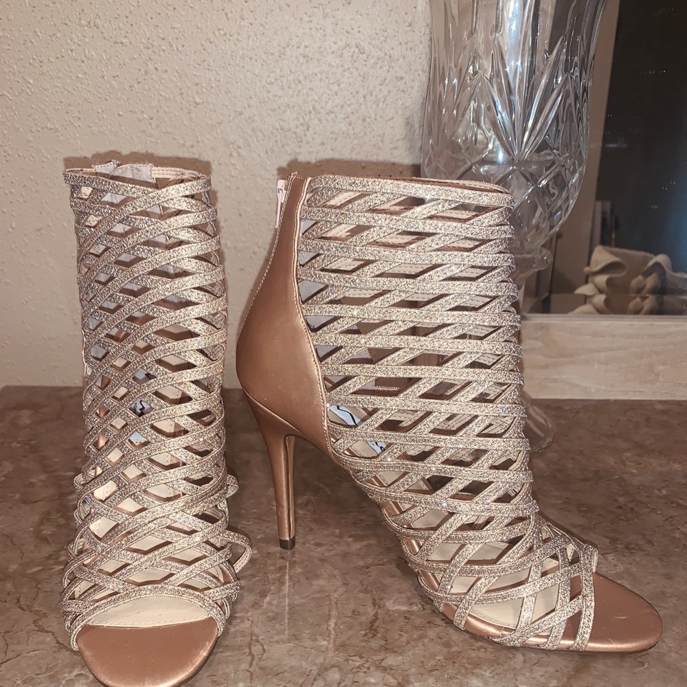 Gold 4 inch heels